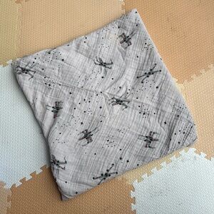 Pottery Barn Organic Muslin Star Wars Baby Blanket Newborn starfighter spaceship